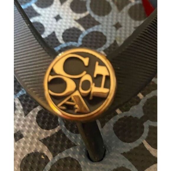 Coach women’s New York, Alessa geometric, print logo, flip-flop sandals, size 8 - Picture 4 of 6